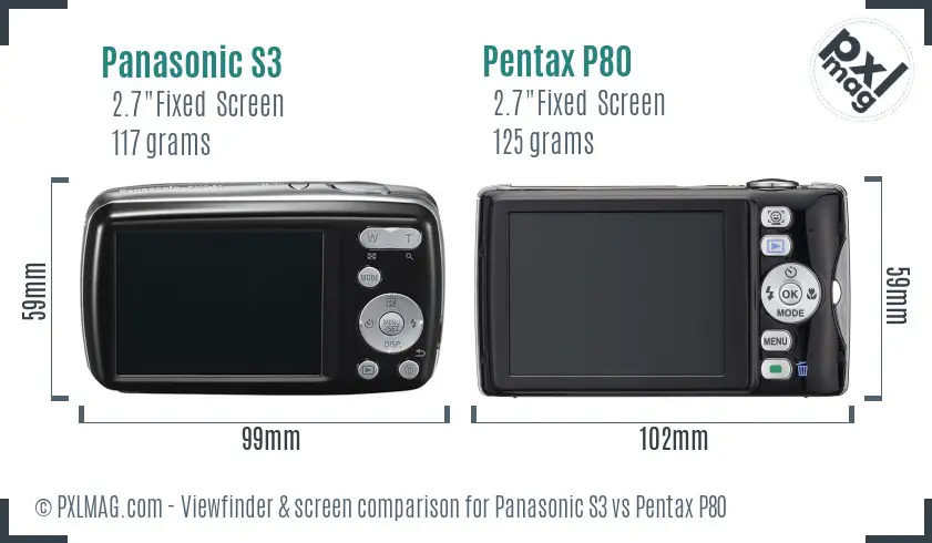 Panasonic S3 vs Pentax P80 Screen and Viewfinder comparison