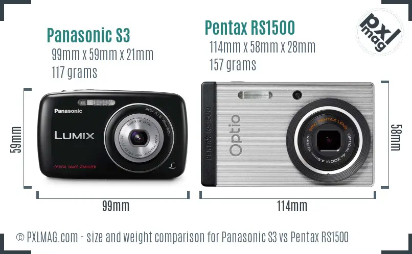 Panasonic S3 vs Pentax RS1500 size comparison