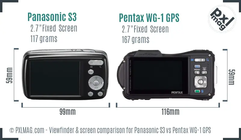 Panasonic S3 vs Pentax WG-1 GPS Screen and Viewfinder comparison