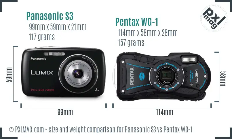 Panasonic S3 vs Pentax WG-1 size comparison