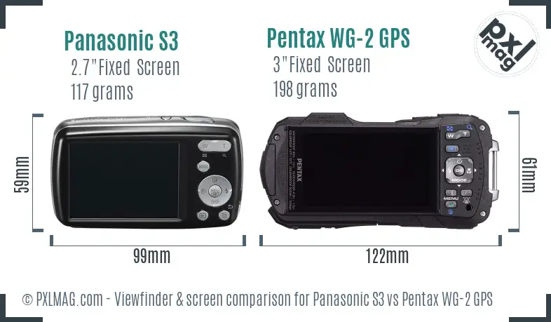 Panasonic S3 vs Pentax WG-2 GPS Screen and Viewfinder comparison