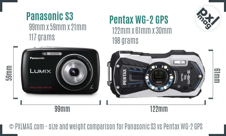 Panasonic S3 vs Pentax WG-2 GPS size comparison