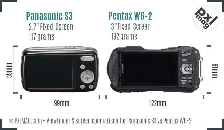 Panasonic S3 vs Pentax WG-2 Screen and Viewfinder comparison