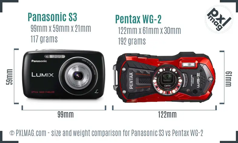Panasonic S3 vs Pentax WG-2 size comparison