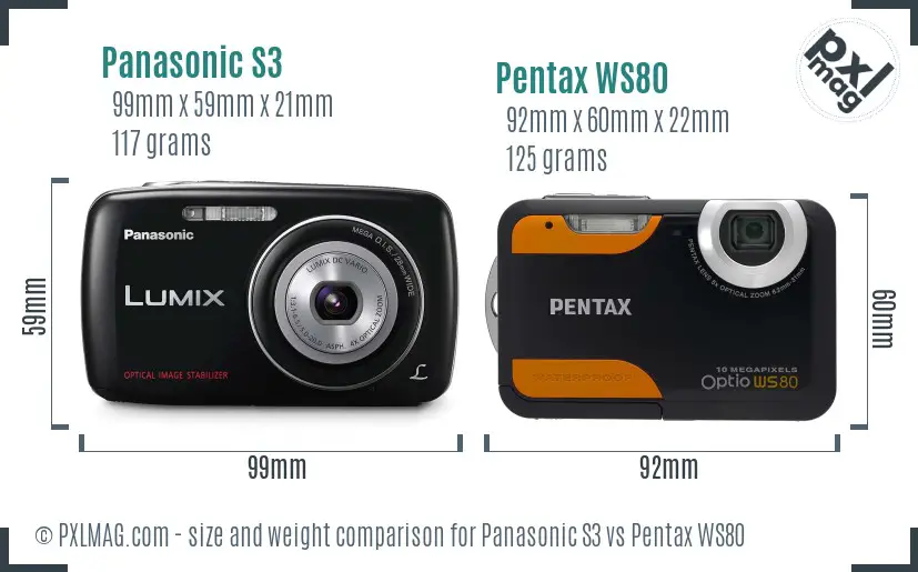 Panasonic S3 vs Pentax WS80 size comparison