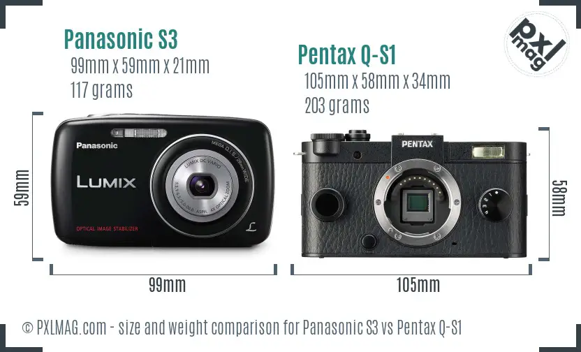 Panasonic S3 vs Pentax Q-S1 size comparison