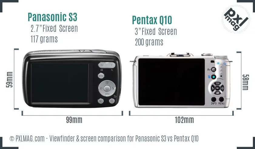 Panasonic S3 vs Pentax Q10 Screen and Viewfinder comparison