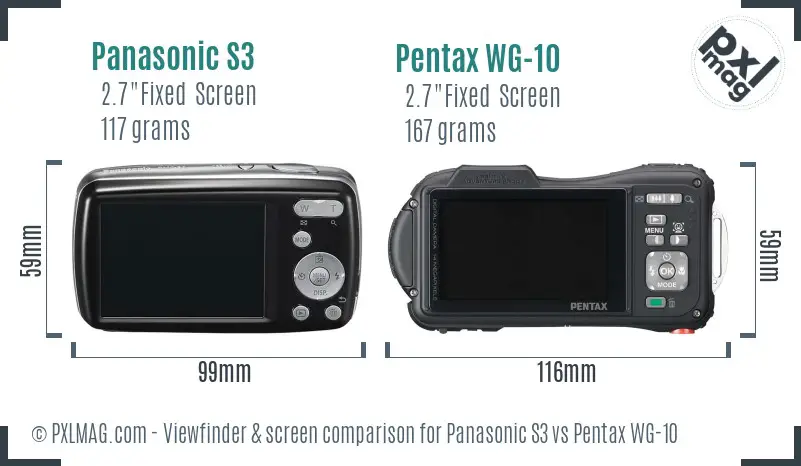 Panasonic S3 vs Pentax WG-10 Screen and Viewfinder comparison