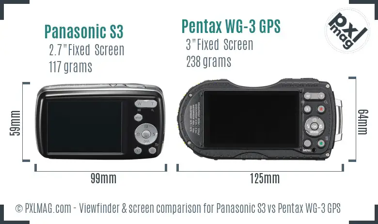 Panasonic S3 vs Pentax WG-3 GPS Screen and Viewfinder comparison