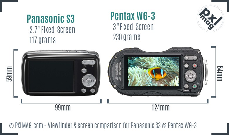 Panasonic S3 vs Pentax WG-3 Screen and Viewfinder comparison