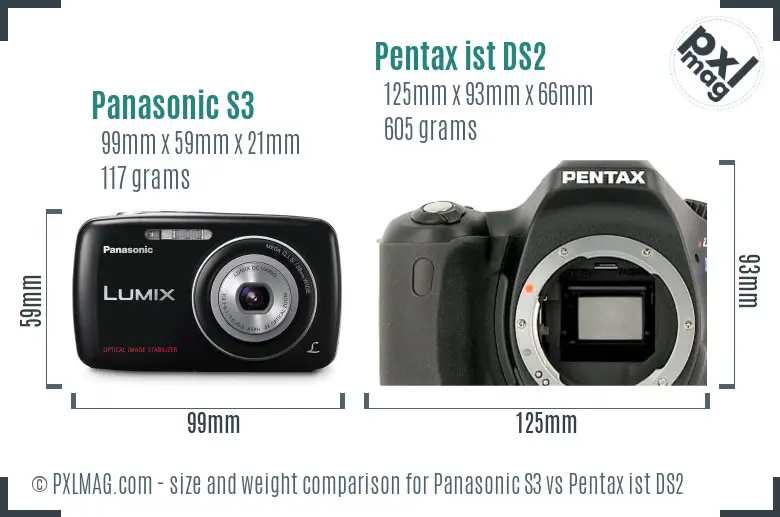 Panasonic S3 vs Pentax ist DS2 size comparison