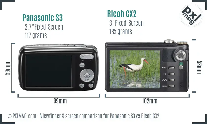 Panasonic S3 vs Ricoh CX2 Screen and Viewfinder comparison