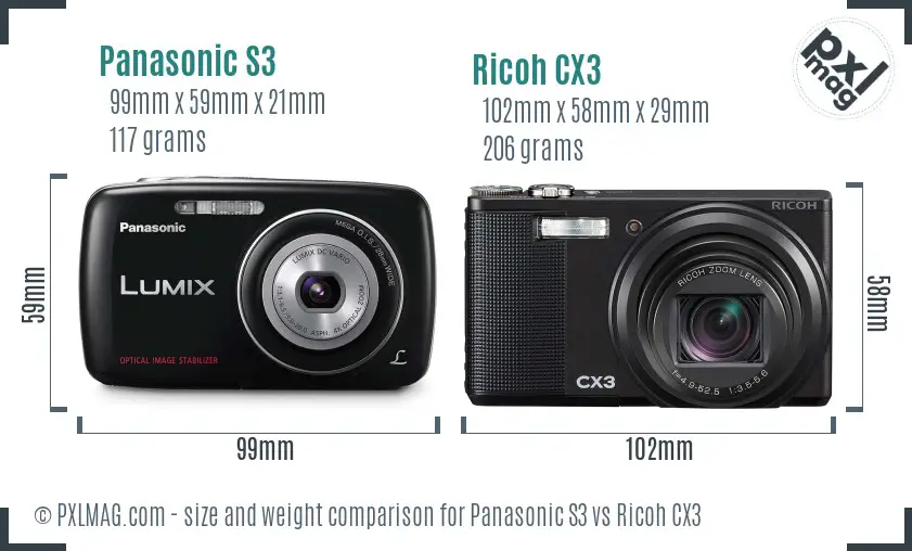 Panasonic S3 vs Ricoh CX3 size comparison Panasonic S3 vs Ricoh CX3 size comparison