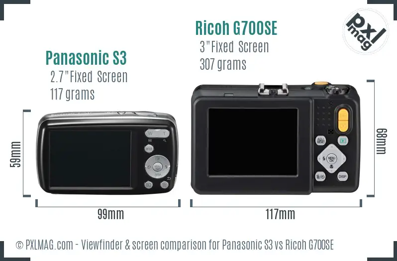 Panasonic S3 vs Ricoh G700SE Screen and Viewfinder comparison