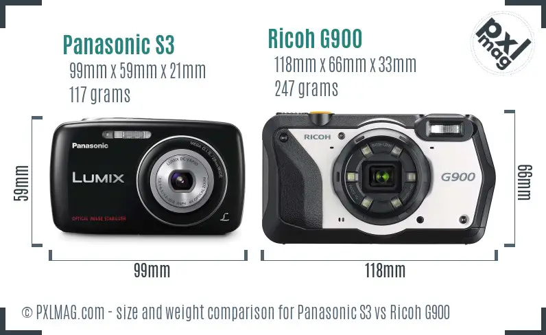 Panasonic S3 vs Ricoh G900 size comparison