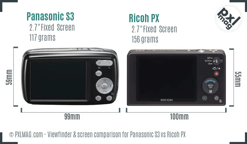 Panasonic S3 vs Ricoh PX Screen and Viewfinder comparison