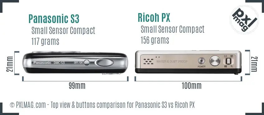 Panasonic S3 vs Ricoh PX top view buttons comparison