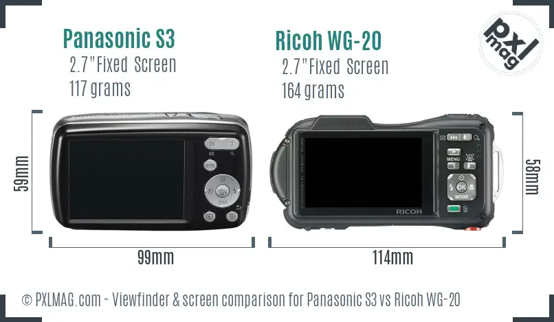 Panasonic S3 vs Ricoh WG-20 Screen and Viewfinder comparison