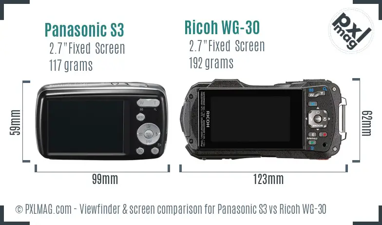 Panasonic S3 vs Ricoh WG-30 Screen and Viewfinder comparison Panasonic S3 vs Ricoh WG-30 Screen and Viewfinder comparison