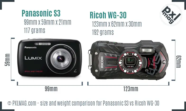 Panasonic S3 vs Ricoh WG-30 size comparison Panasonic S3 vs Ricoh WG-30 size comparison