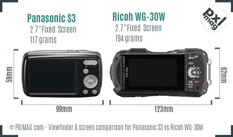 Panasonic S3 vs Ricoh WG-30W Screen and Viewfinder comparison