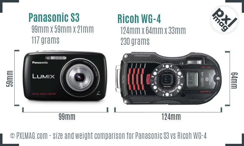 Panasonic S3 vs Ricoh WG-4 size comparison
