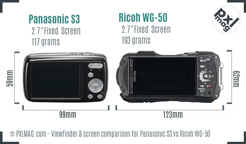 Panasonic S3 vs Ricoh WG-50 Screen and Viewfinder comparison Panasonic S3 vs Ricoh WG-50 Screen and Viewfinder comparison