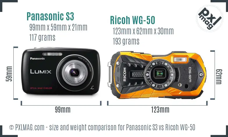 Panasonic S3 vs Ricoh WG-50 size comparison Panasonic S3 vs Ricoh WG-50 size comparison