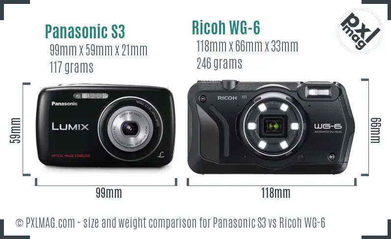 Panasonic S3 vs Ricoh WG-6 size comparison