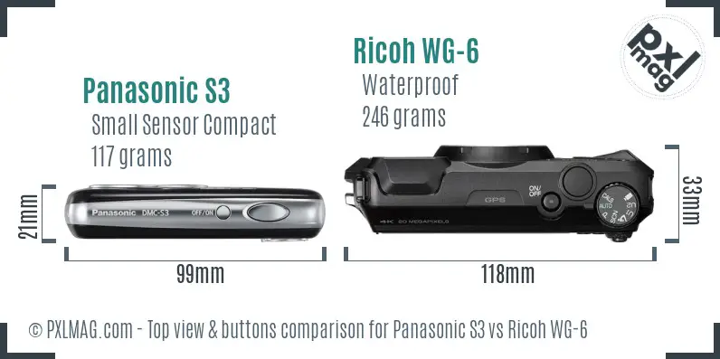 Panasonic S3 vs Ricoh WG-6 top view buttons comparison