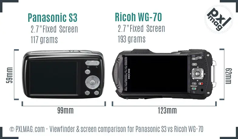Panasonic S3 vs Ricoh WG-70 Screen and Viewfinder comparison Panasonic S3 vs Ricoh WG-70 Screen and Viewfinder comparison