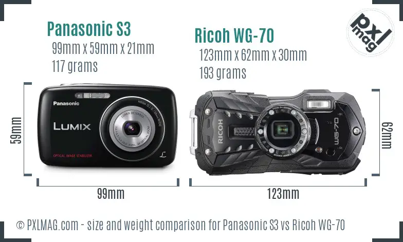 Panasonic S3 vs Ricoh WG-70 size comparison Panasonic S3 vs Ricoh WG-70 size comparison