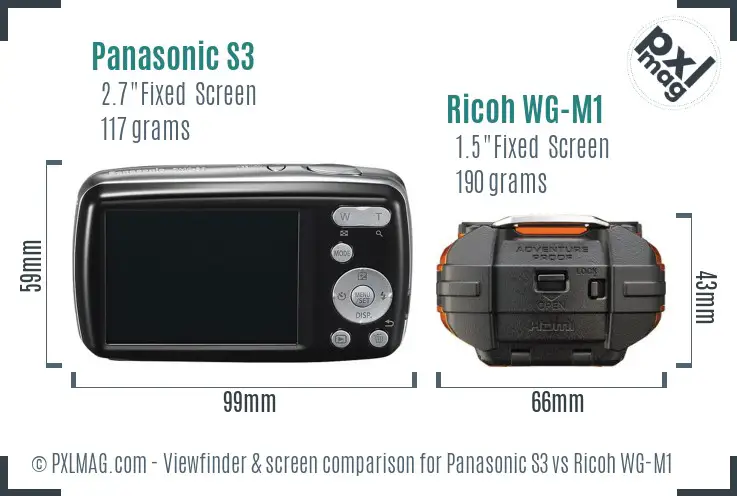 Panasonic S3 vs Ricoh WG-M1 Screen and Viewfinder comparison