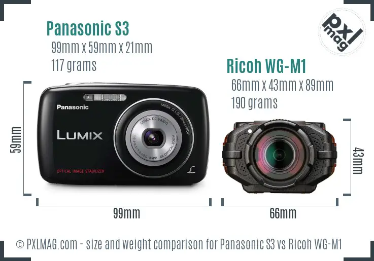 Panasonic S3 vs Ricoh WG-M1 size comparison