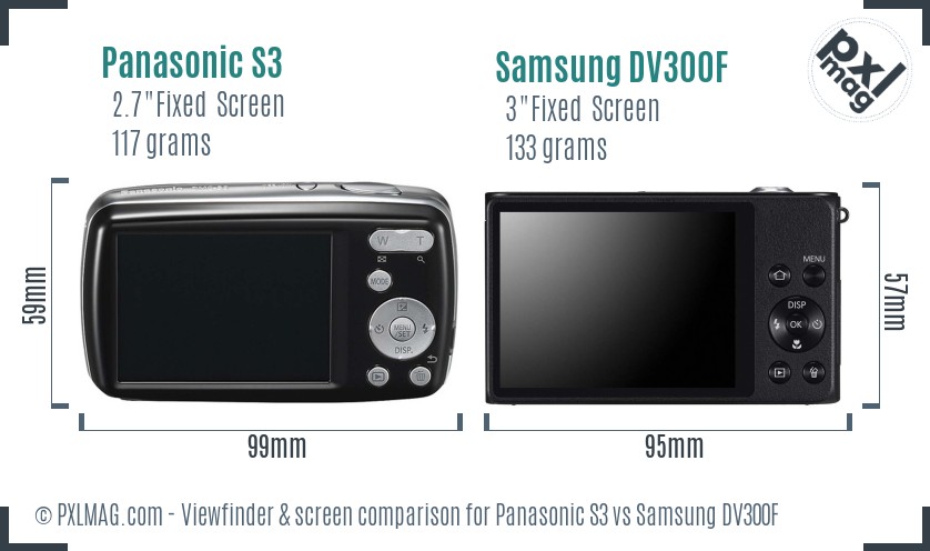 Panasonic S3 vs Samsung DV300F Screen and Viewfinder comparison