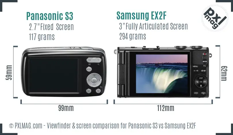 Panasonic S3 vs Samsung EX2F Screen and Viewfinder comparison