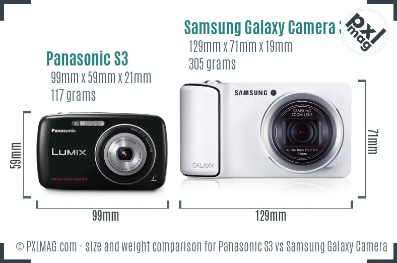 Panasonic S3 vs Samsung Galaxy Camera 3G size comparison