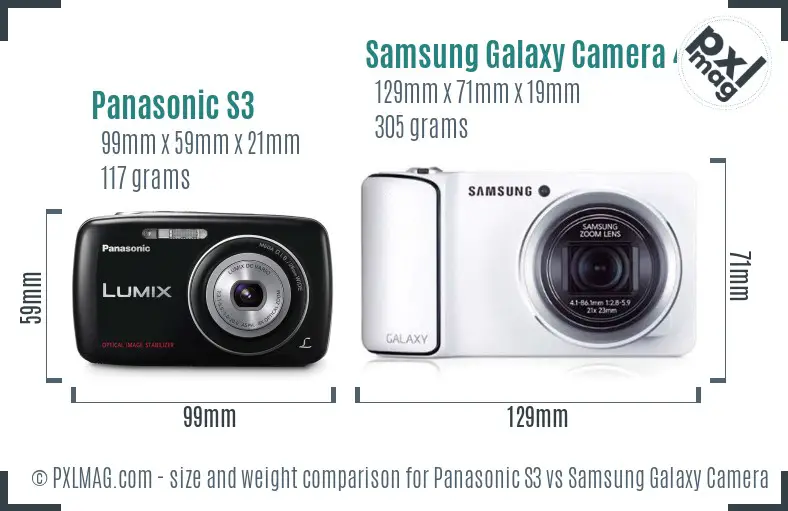 Panasonic S3 vs Samsung Galaxy Camera 4G size comparison