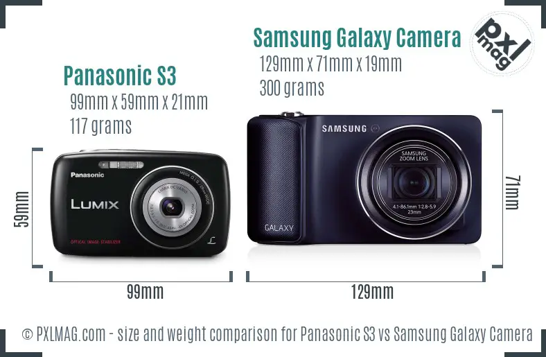 Panasonic S3 vs Samsung Galaxy Camera size comparison
