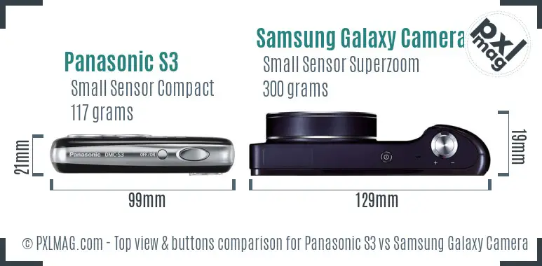 Panasonic S3 vs Samsung Galaxy Camera top view buttons comparison