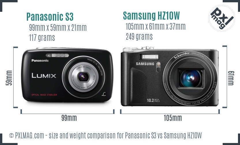 Panasonic S3 vs Samsung HZ10W size comparison Panasonic S3 vs Samsung HZ10W size comparison