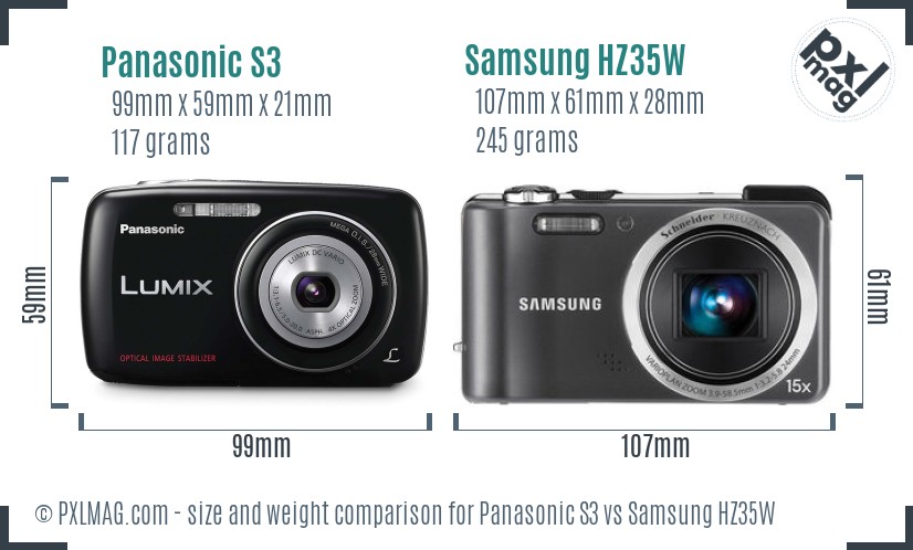 Panasonic S3 vs Samsung HZ35W size comparison Panasonic S3 vs Samsung HZ35W size comparison