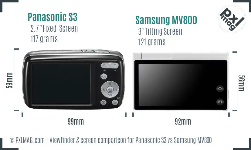 Panasonic S3 vs Samsung MV800 Screen and Viewfinder comparison