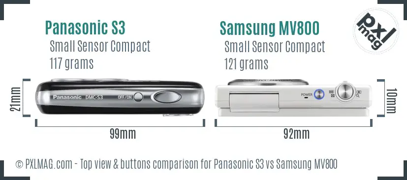 Panasonic S3 vs Samsung MV800 top view buttons comparison