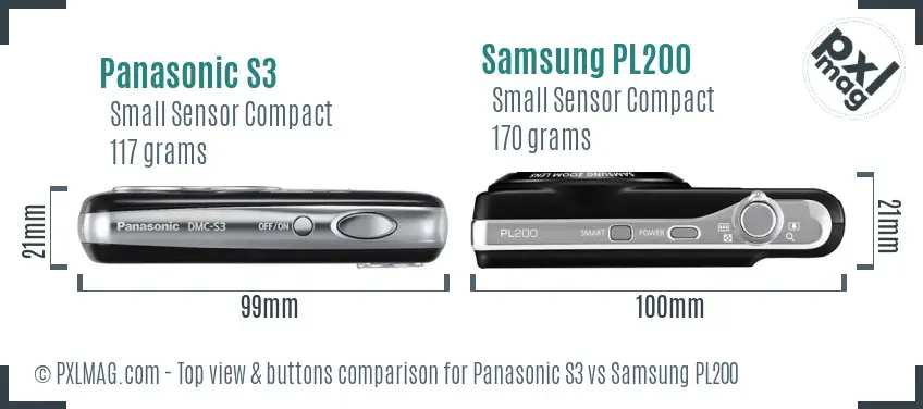 Panasonic S3 vs Samsung PL200 top view buttons comparison