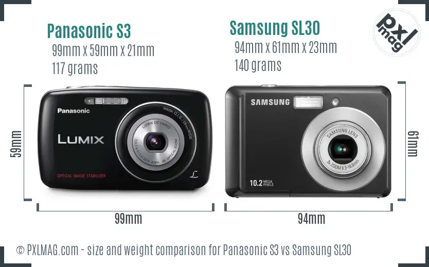 Panasonic S3 vs Samsung SL30 size comparison Panasonic S3 vs Samsung SL30 size comparison