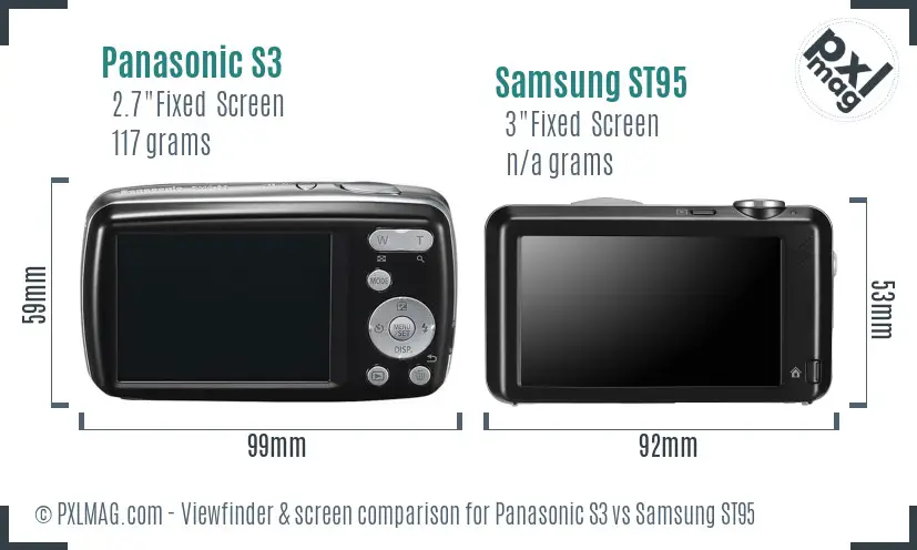 Panasonic S3 vs Samsung ST95 Screen and Viewfinder comparison