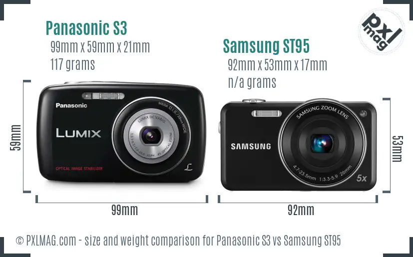 Panasonic S3 vs Samsung ST95 size comparison
