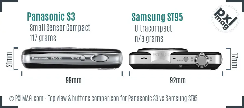 Panasonic S3 vs Samsung ST95 top view buttons comparison