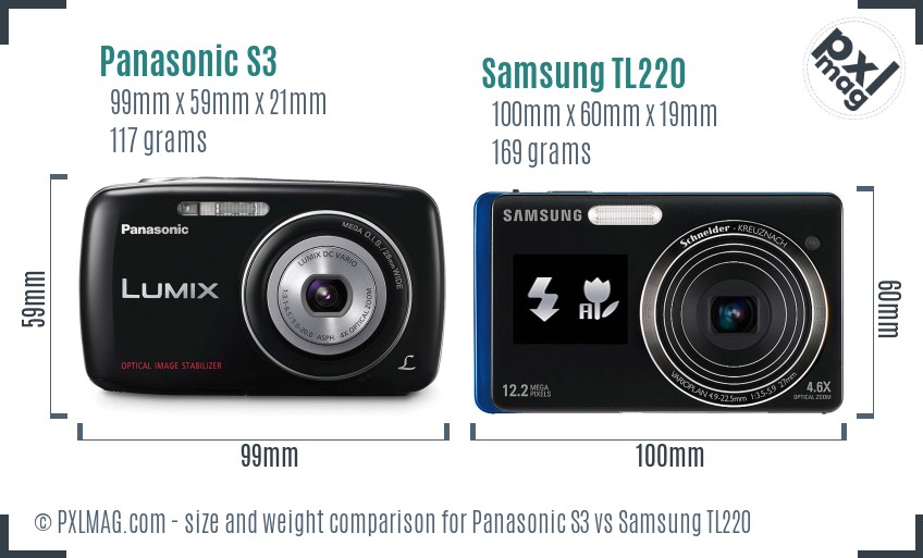 Panasonic S3 vs Samsung TL220 size comparison